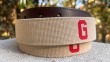 Georgia Bulldogs Needlepoint Belt - Khaki and Red