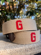 Georgia Bulldogs Needlepoint Belt - Khaki and Red