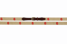 Georgia Bulldogs Needlepoint Belt - Khaki and Red